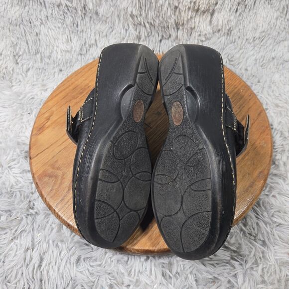 Vintage Y2K Born Womens Size 9/40.5 Chunky Platform Mules Black Leather Shoes - Picture 5 of 11